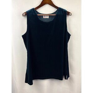 Women’s Maggie Sweet XL Dark Teal Velvet Sleeveless Blouse